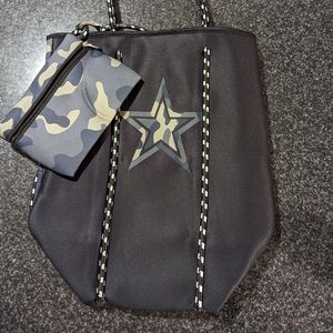 NWOT Army Star camo neoprene tote with clutch